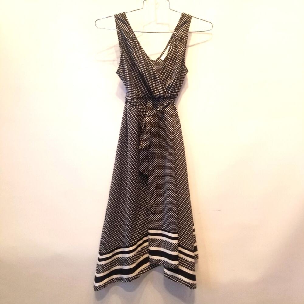 Motherhood Maternity S Summer Dress Black White Polka Dot Sleeveless Retro bLACK